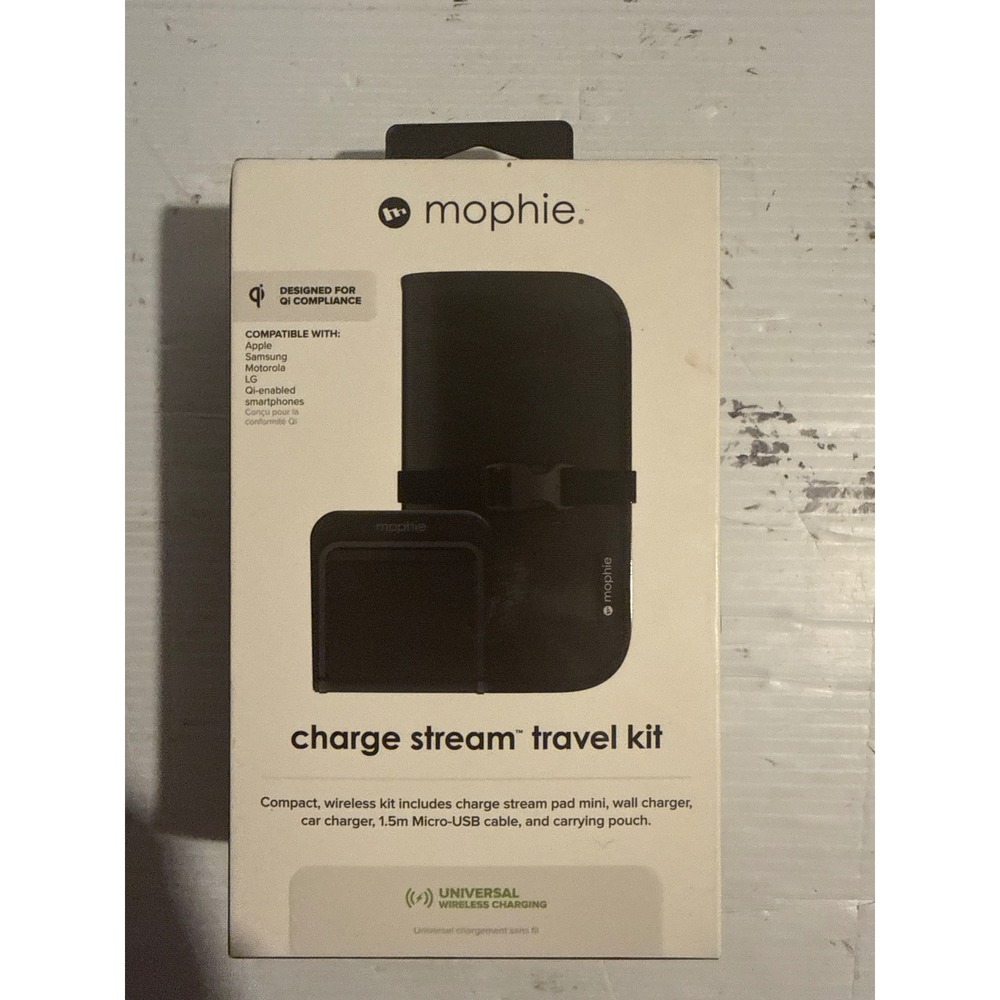 Mophie Charge Stream Travel Kit Universal Wireless Charging Pad Mini Black